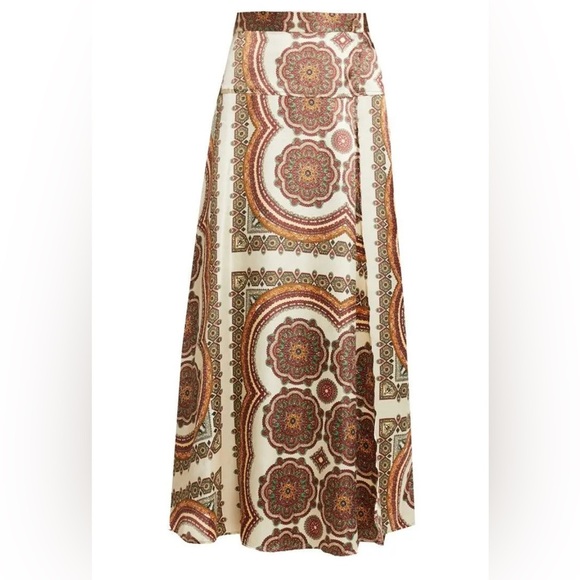 Topshop Satin Mandala Paisley Print A-line Midi Wrap Skirt | Size 8 - Picture 3 of 16